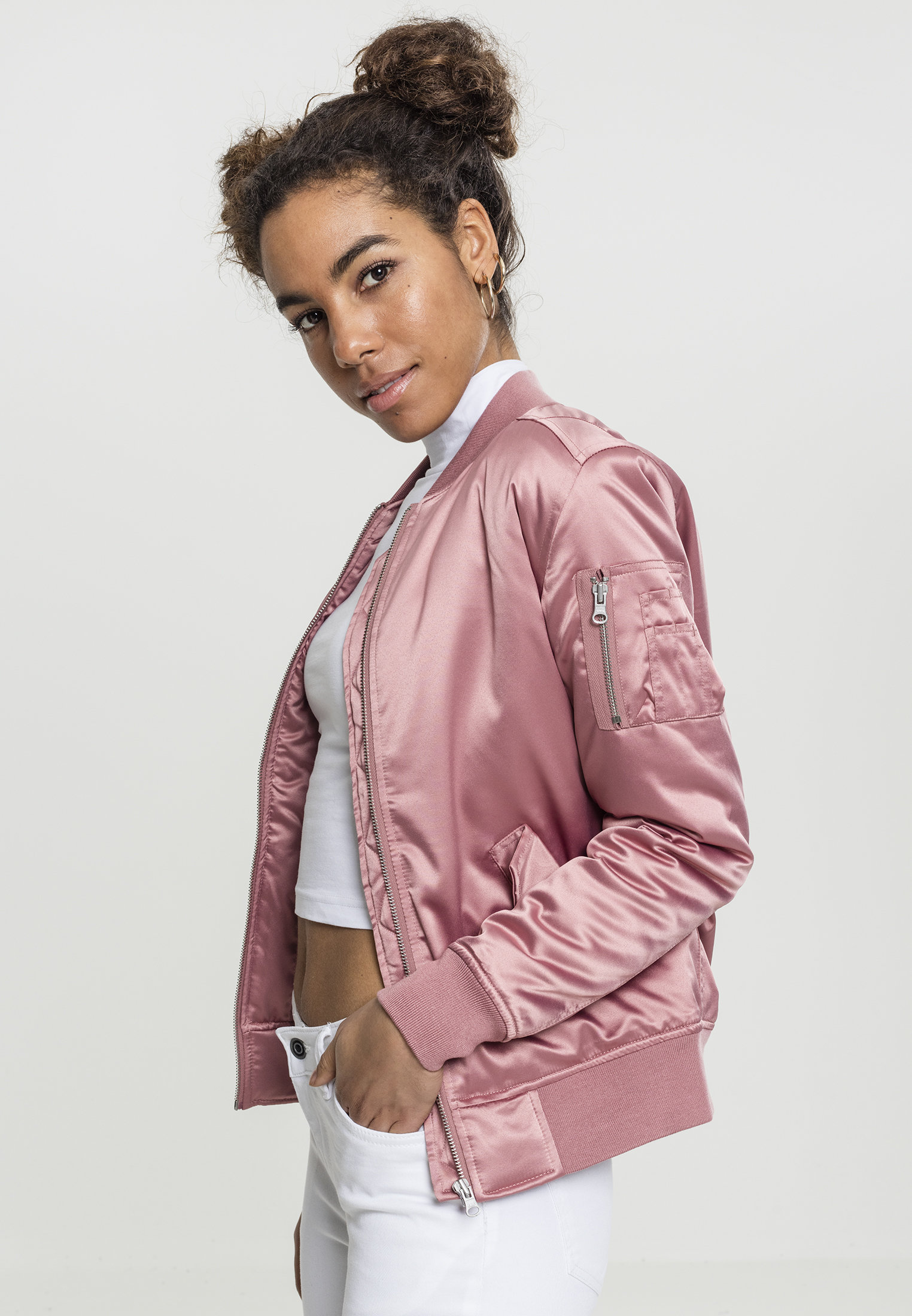 Bomber satin femme vieux rose URBAN CLASSICS