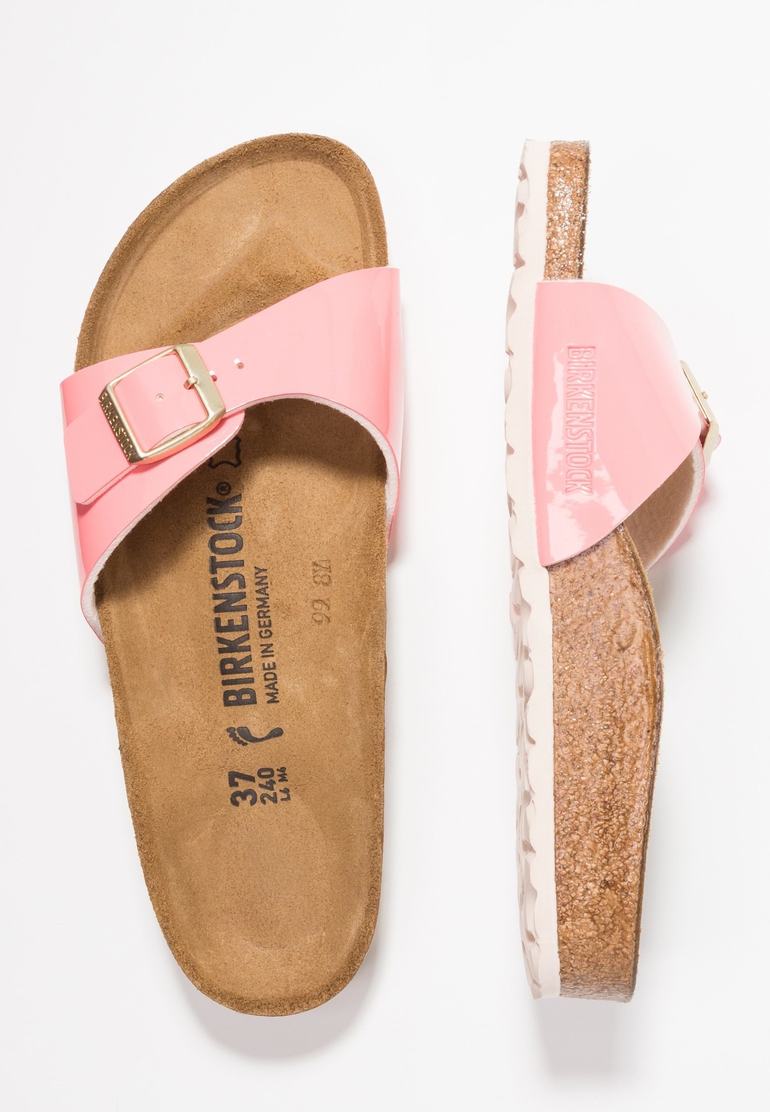 Mules femme BIRKENSTOCK Madrid birko flor vernis corail et semelle blanche birk-madrid birko flor vernis 2tone cream coral femme
