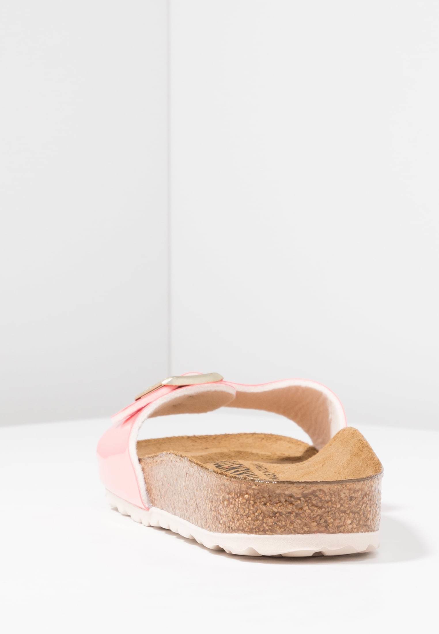 Mules femme BIRKENSTOCK Madrid birko flor vernis corail et semelle blanche