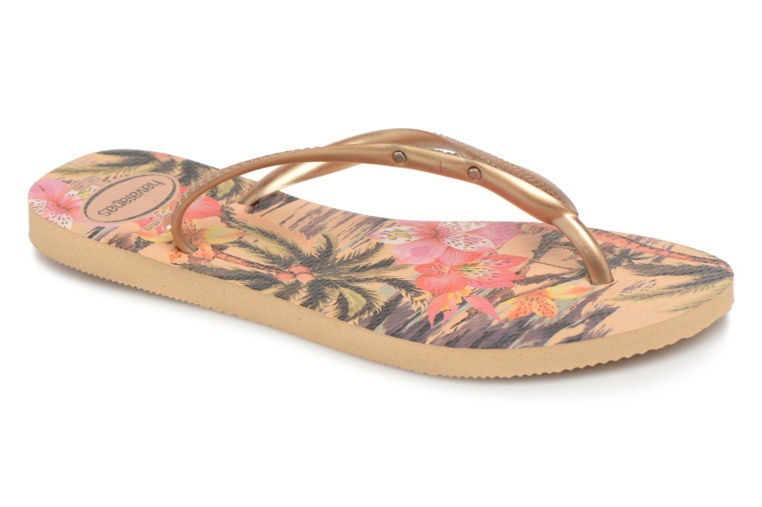 Tongs femme HAVAIANAS slim Tropical beige