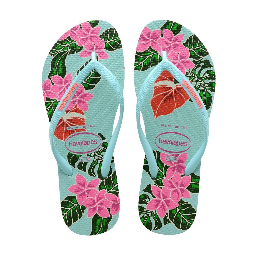 Tongs femme HAVAIANAS slim floral bleu turquoise havaianas-S18 slim floral ice blue