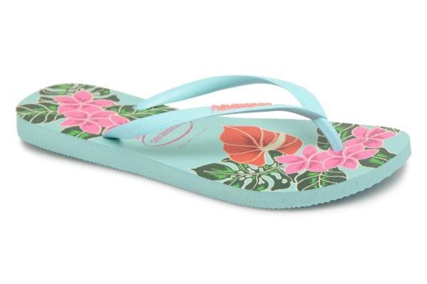 Tongs femme HAVAIANAS slim floral bleu turquoise