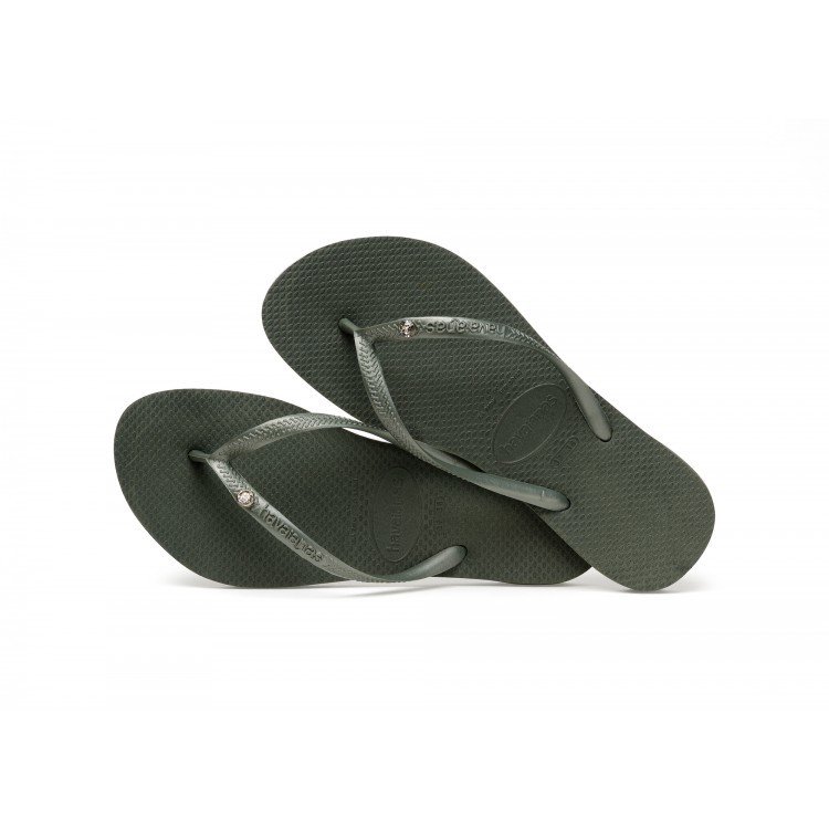 Tongs femme HAVAIANAS Slim crystal glamour kaki