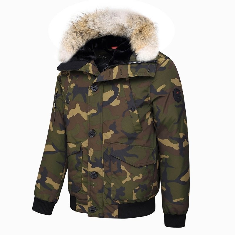 Blouson mixte Montreal à capuche et fourrure véritable HELVETICA camouflage
