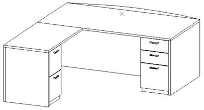 L-Desk 42x72, Bow Front, Left Return 24x42 L-Desk 42x72, Bow Front, Left Return 24x42