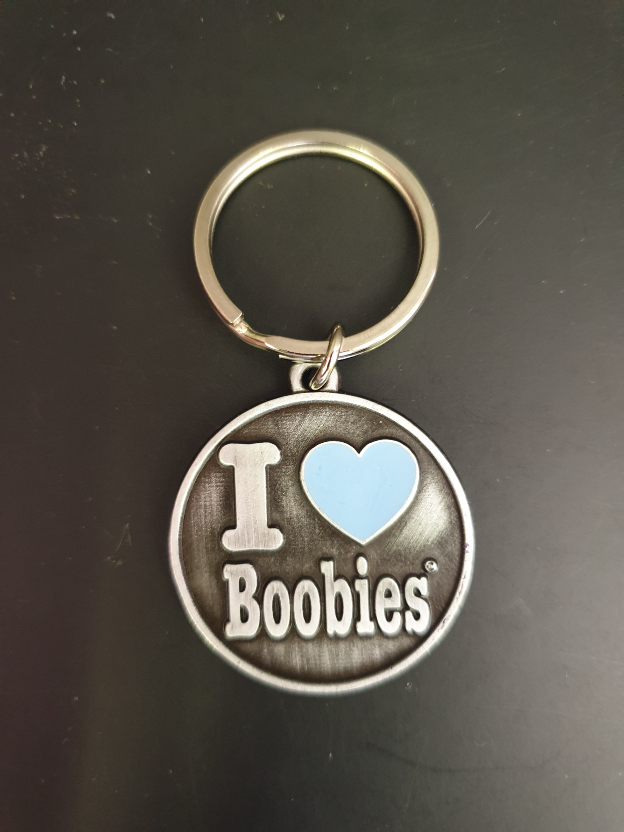 I Love Boobies Blue Keyring 80041