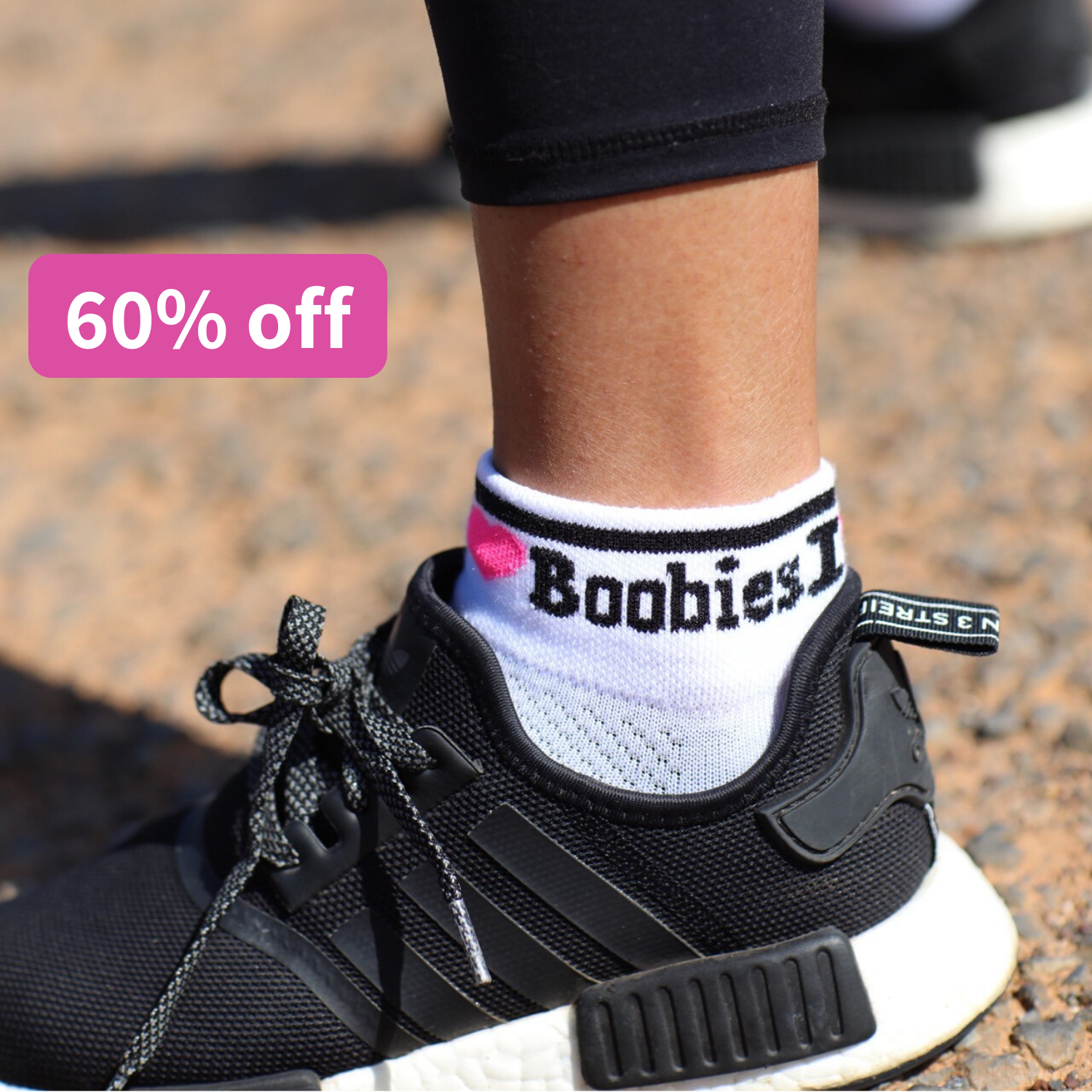 White & Grey running sock P023