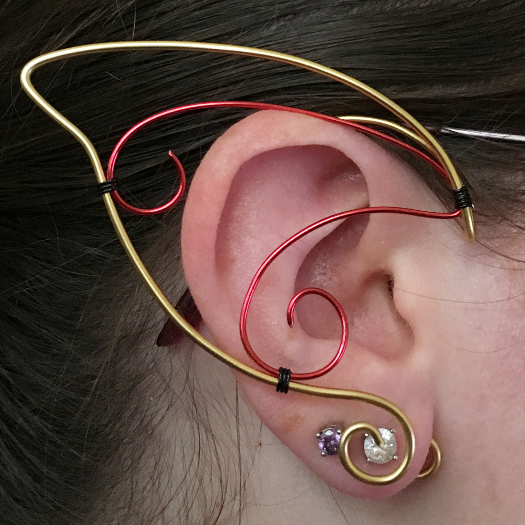 Elf Ear Cuff - Gold and Red EC013