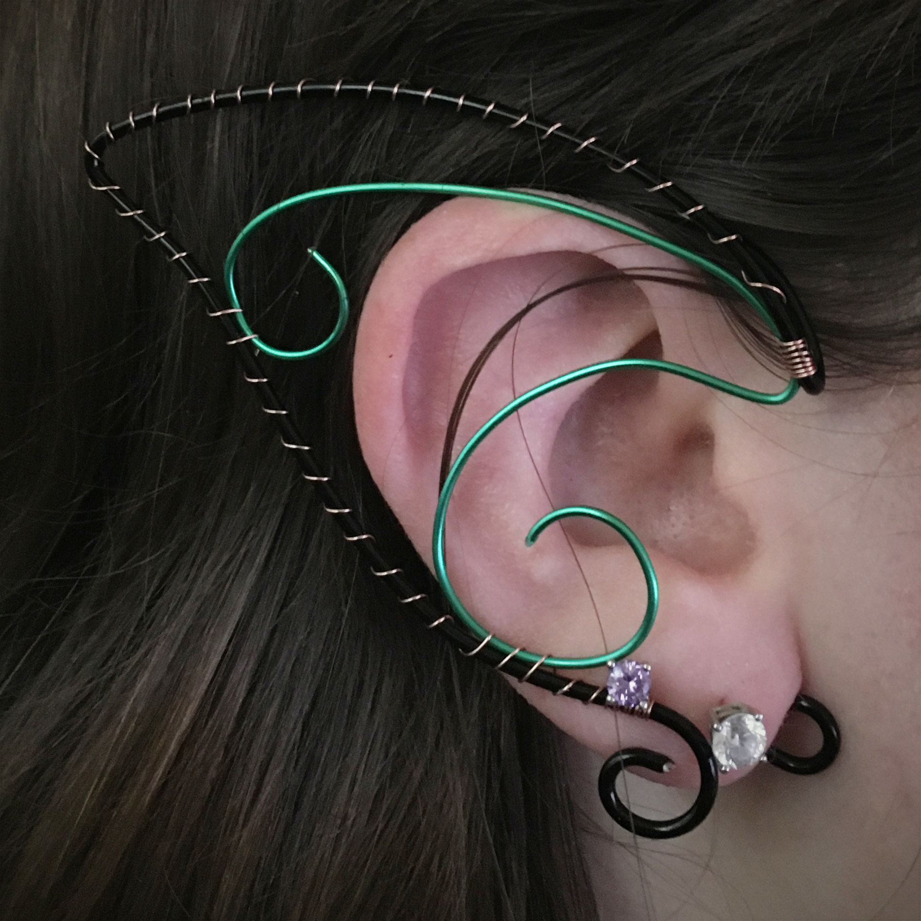 Elf Ear Cuff - Black and Green EC015