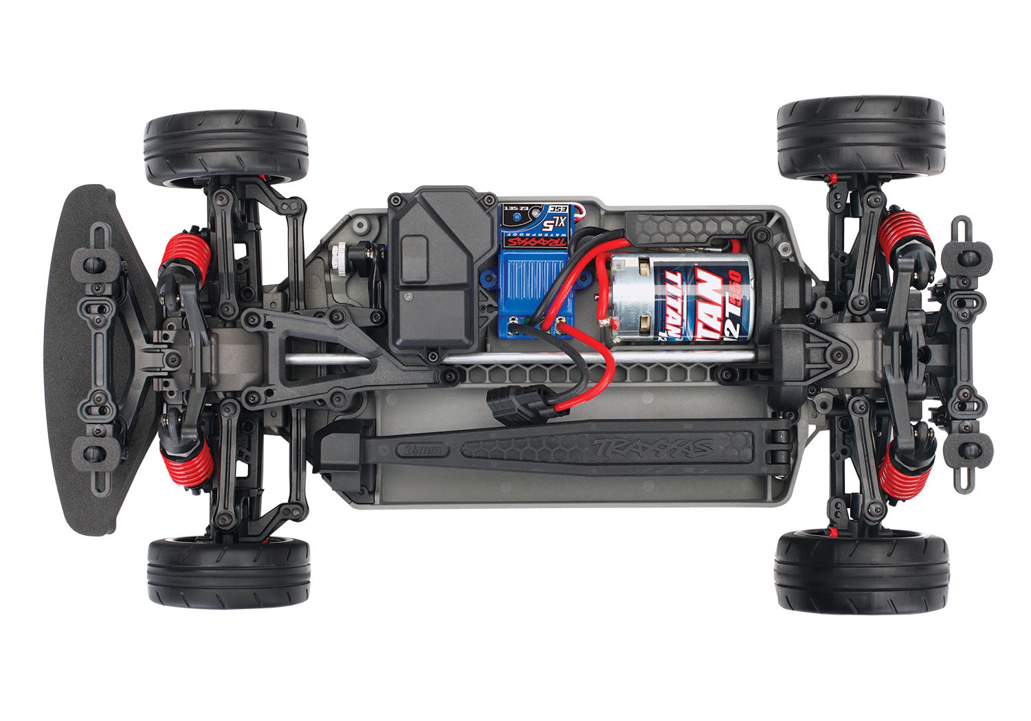 Traxxas Ford Mustang GT XL-5 (TQ/No Batt/No Chg) with Option Green and Orange Drift Wheels and Tires and Spool Assemblies Included Traxxas Ford Mustang GT XL-5 (TQ/No Batt/No Chg) with Option Green and Orange Drift Wheels and Tires and Spool Assemblies Included