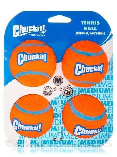 Chuckit Tennis Ball 4 Pack Medium 6.5cm 660048074045