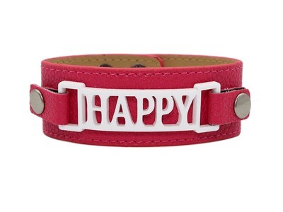 Classic Cuff Raspberry Clearance with Happy Plaque Classic Cuff Raspberry Clearance with Happy Plaque