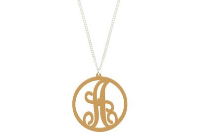 Scroll Initial Pendant with Chain Necklace Scroll Initial Pendant with Chain Necklace