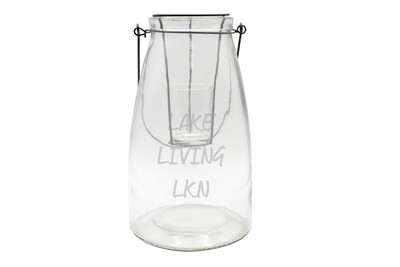 Personalized Clear Glass Lantern w/votive Holder Personalized Clear Glass Lantern w/votive Holder