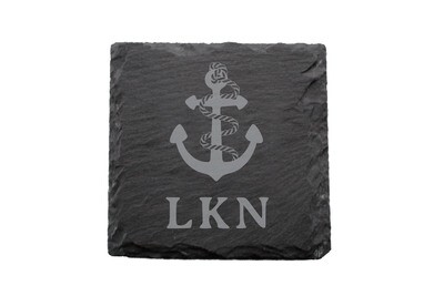 Anchor w/Rope & Custom Location Slate Coaster Set Anchor w/Rope & Custom Location Slate Coaster Set