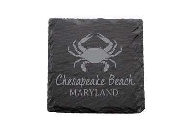 Crab & Customized Location Slate Coaster Set Crab & Customized Location Slate Coaster Set