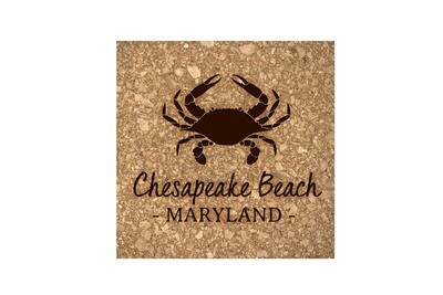 Crab & Customized Location Cork Coaster Set Crab & Customized Location Cork Coaster Set