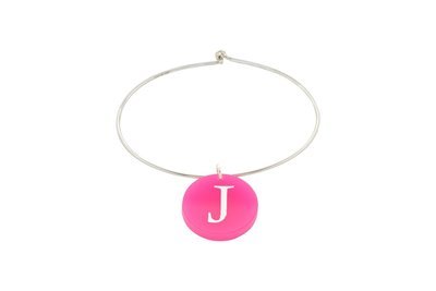 Alphabet Charm with Sterling Silver Bangle Bracelet Alphabet Charm with Sterling Silver Bangle Bracelet