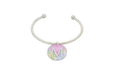 Alphabet Charm with Stainless Steel Cuff Bracelet Alphabet Charm with Stainless Steel Cuff Bracelet