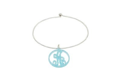 Scroll Initial with Sterling Silver Bangle Bracelet Scroll Initial with Sterling Silver Bangle Bracelet
