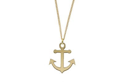 Anchor Pendant Sculpted Style on Chain Necklace Anchor Pendant Sculpted Style on Chain Necklace