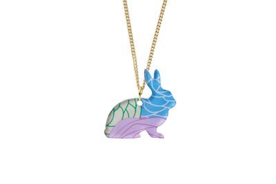 Bunny Pendant Sculpted Style on Chain Necklace Bunny Pendant Sculpted Style on Chain Necklace