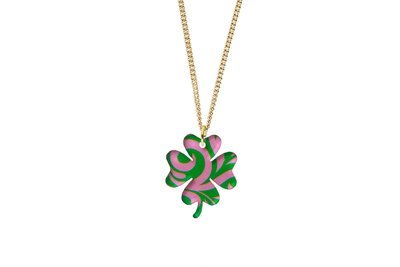 Clover Pendant Sculpted Style on Chain Necklace Clover Pendant Sculpted Style on Chain Necklace