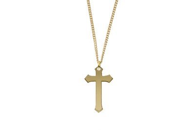 Cross Pendant Sculpted Style on Chain Necklace Cross Pendant Sculpted Style on Chain Necklace