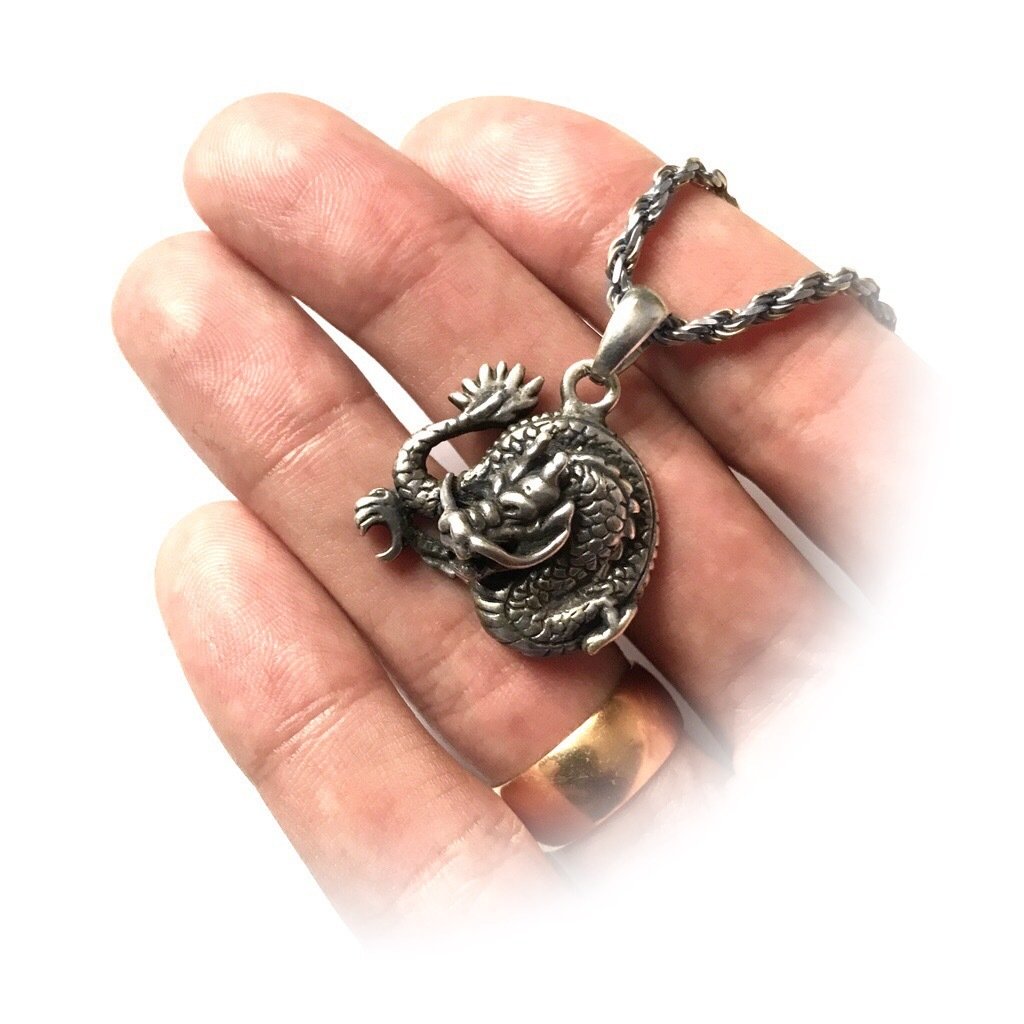 Javanese Naga Pendant with Silver Necklace
