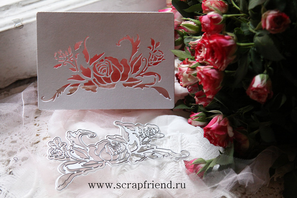 Набор ножей для вырубки Трафарет Розы, 13х7см, Scrapfriend sf0130