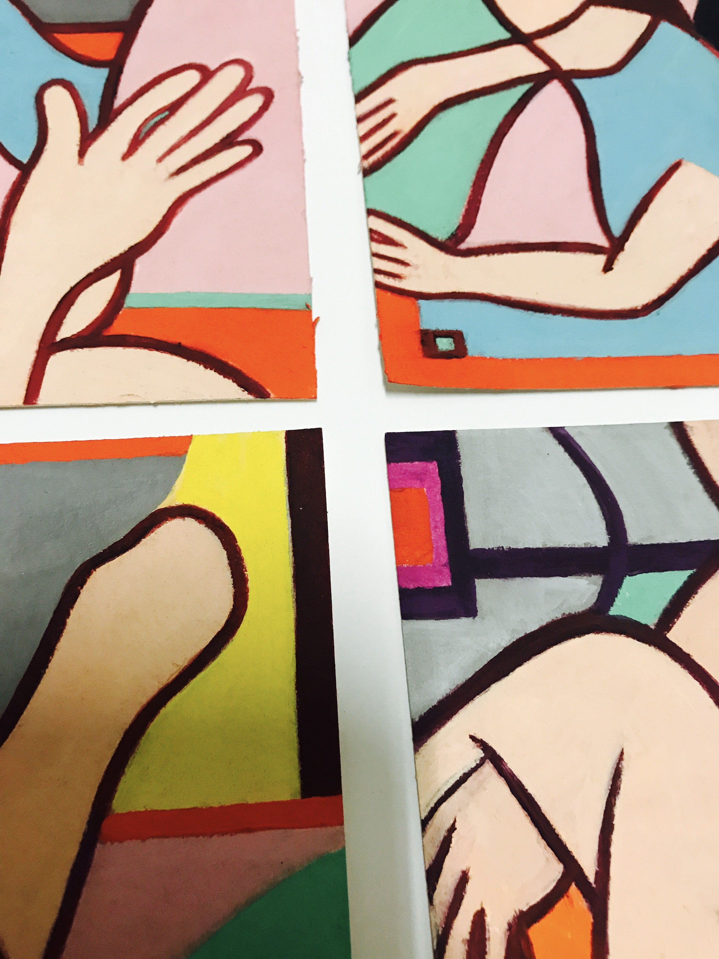 Set of Four 4''x 6'' Acrylic Paintings by AMANDA CHURCH