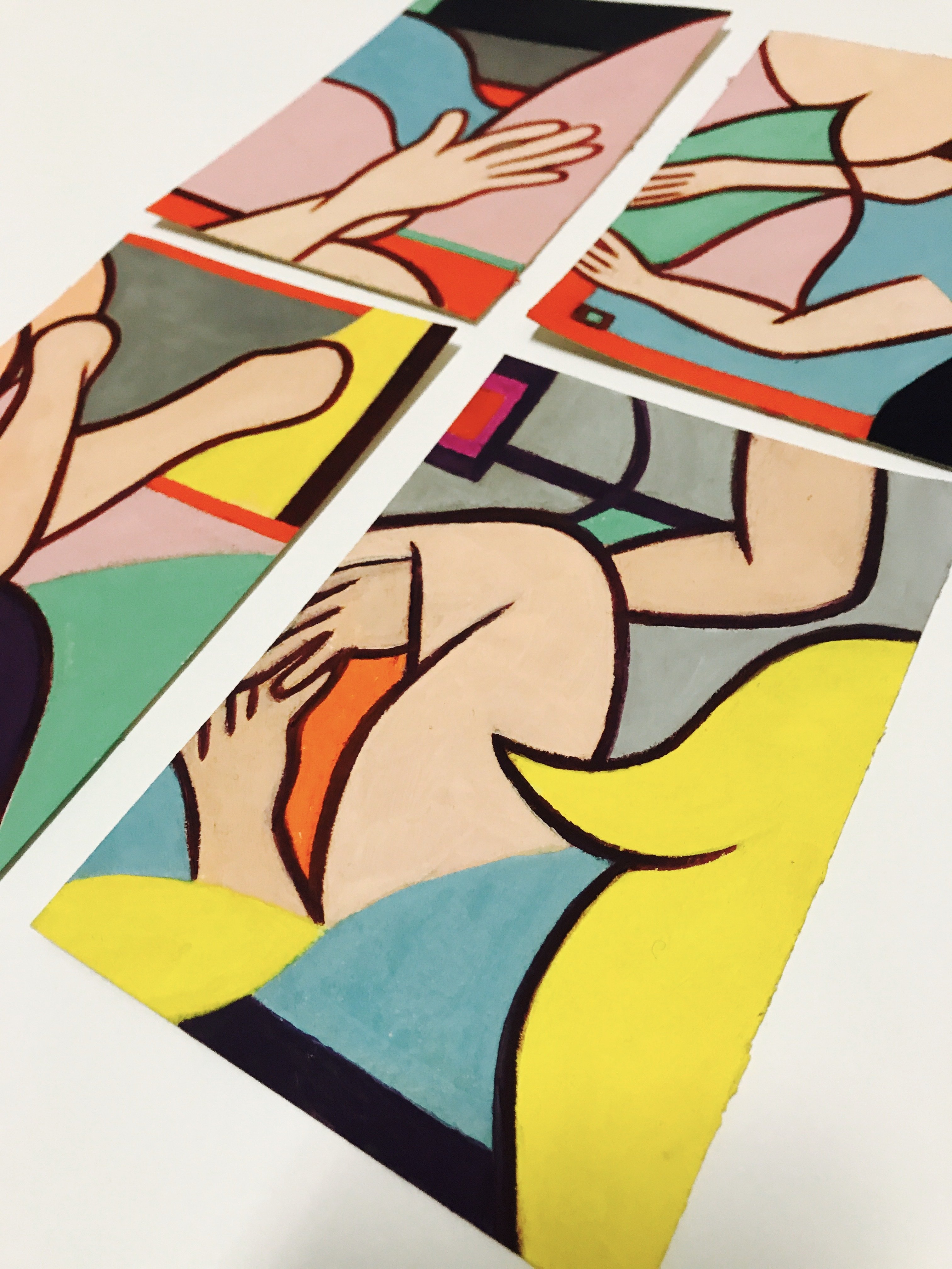 Set of Four 4''x 6'' Acrylic Paintings by AMANDA CHURCH