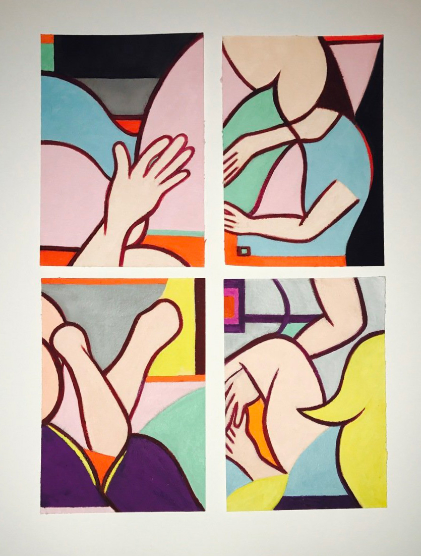 Set of Four 4''x 6'' Acrylic Paintings by AMANDA CHURCH PA021