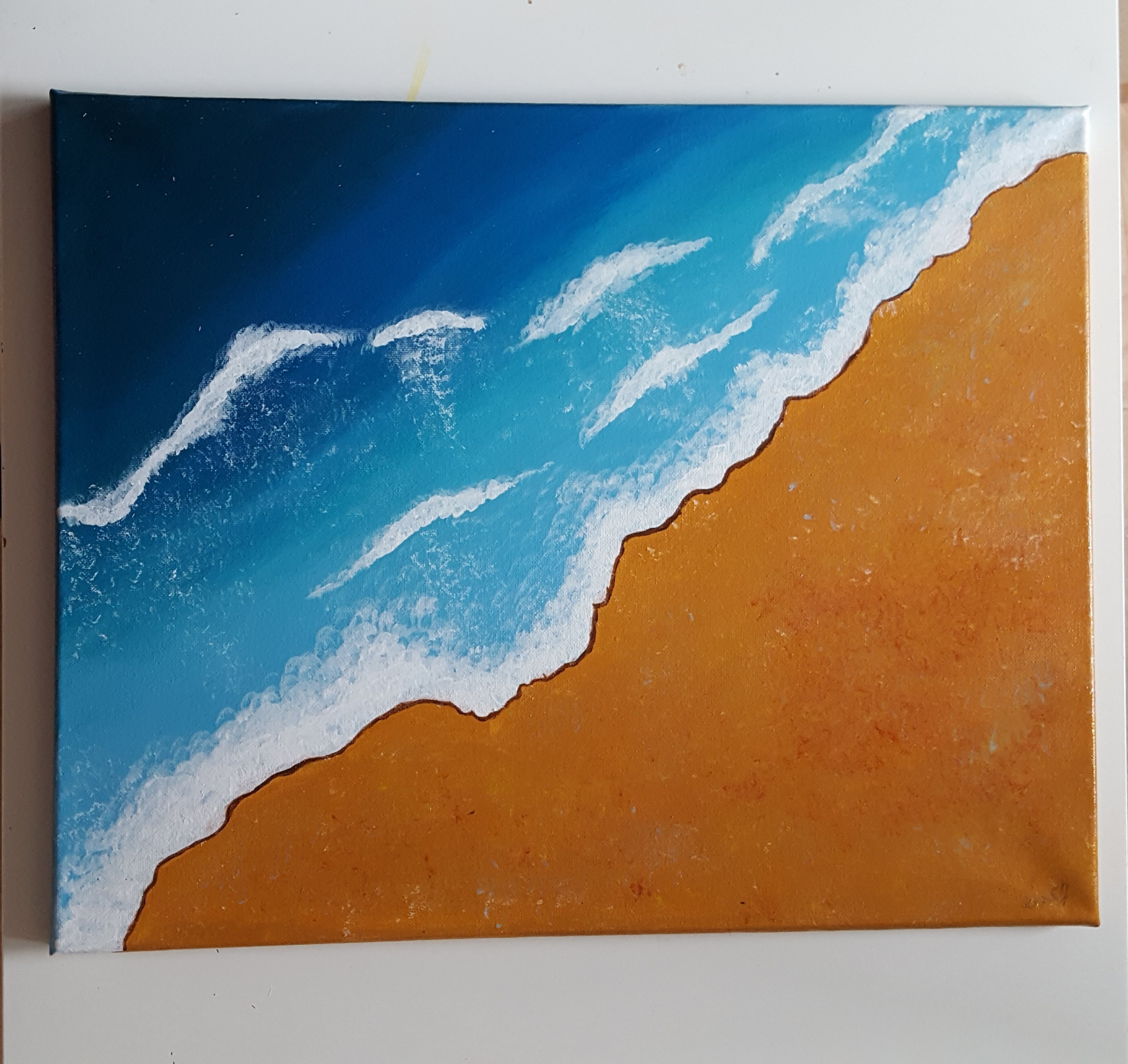Land & Meer 2 Acryl Gemälde auf Keilrahmen 40x50 cm 2cm Höhe . Signatur Sarah Jade S.J 11