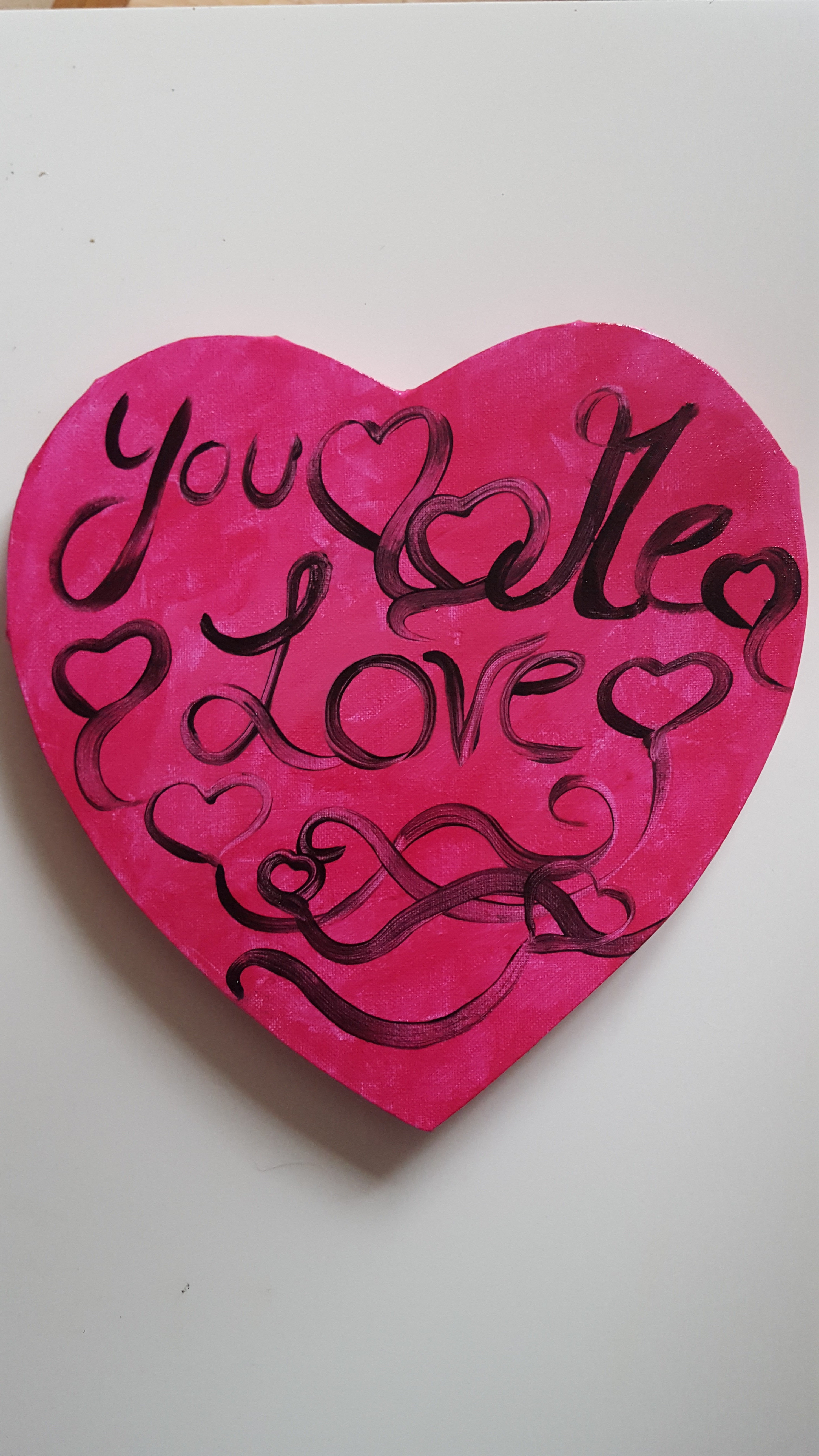 "Herz YOU & Me " Leinwand in Herzform auf Keilrahmen 29cmx29cm 2cm Höhe 13
