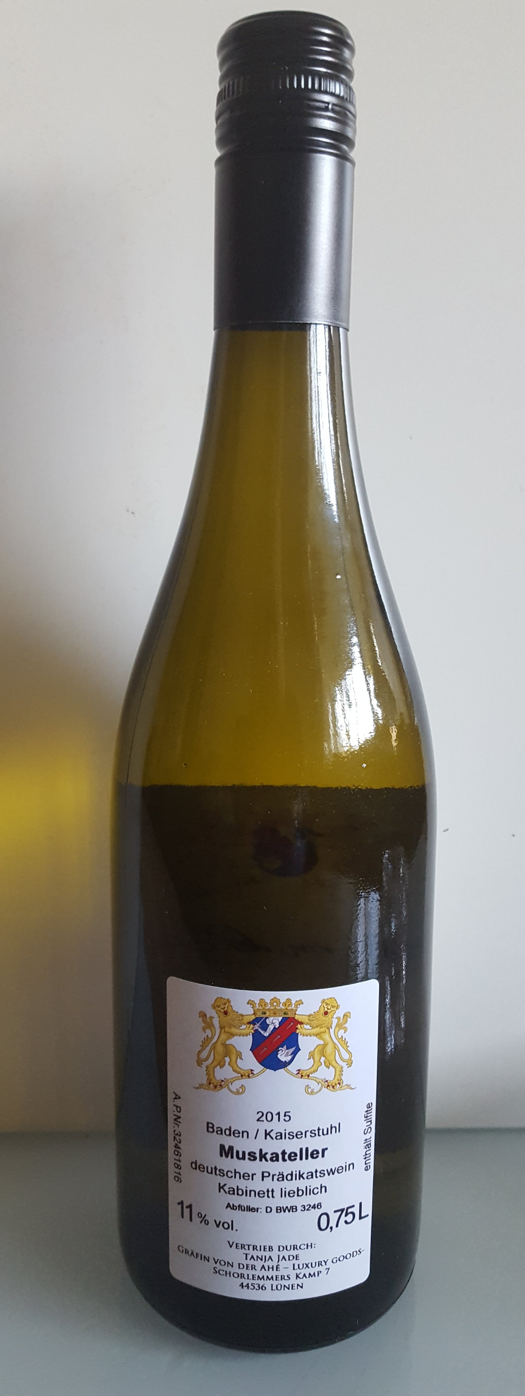 Muskateller Kabinett 2015 lieblich Gräfin von der Ahé®