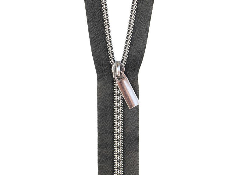 Sallie Tomato #5 Zippers by the Yard Black With Gunmetal Black Coils SaToZipB+GB