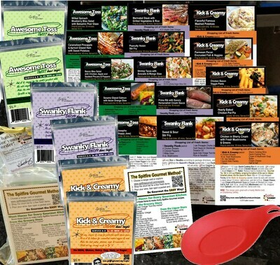 STARTER KIT - 25% OFF! Cook family dinners for 6 NIGHTS ~6 Pre-measured color-coded packets (No MSG) ~Full recipe card set ~BPA-Free Silicone Spoon Rest/Hot Pad ~ Gift bag ~FREE Shipping STARTER KIT - 25% OFF! Cook family dinners for 6 NIGHTS ~6 Pre-measured color-coded packets (No MSG) ~Full recipe card set ~BPA-Free Silicone Spoon Rest/Hot Pad ~ Gift bag ~FREE Shipping