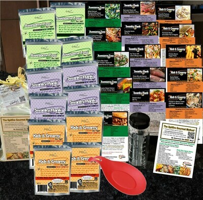 GOURMET KIT - 35% OFF! Cook family dinners for 12 NIGHTS ~12 color-coded packets (No MSG) ~Full recipe card set ~BPA-Free Silicone Spoon Rest/Hot Pad ~Glass Salad Shaker ~Gift bag ~FREE Shipping GOURMET KIT - 35% OFF! Cook family dinners for 12 NIGHTS ~12 color-coded packets (No MSG) ~Full recipe card set ~BPA-Free Silicone Spoon Rest/Hot Pad ~Glass Salad Shaker ~Gift bag ~FREE Shipping
