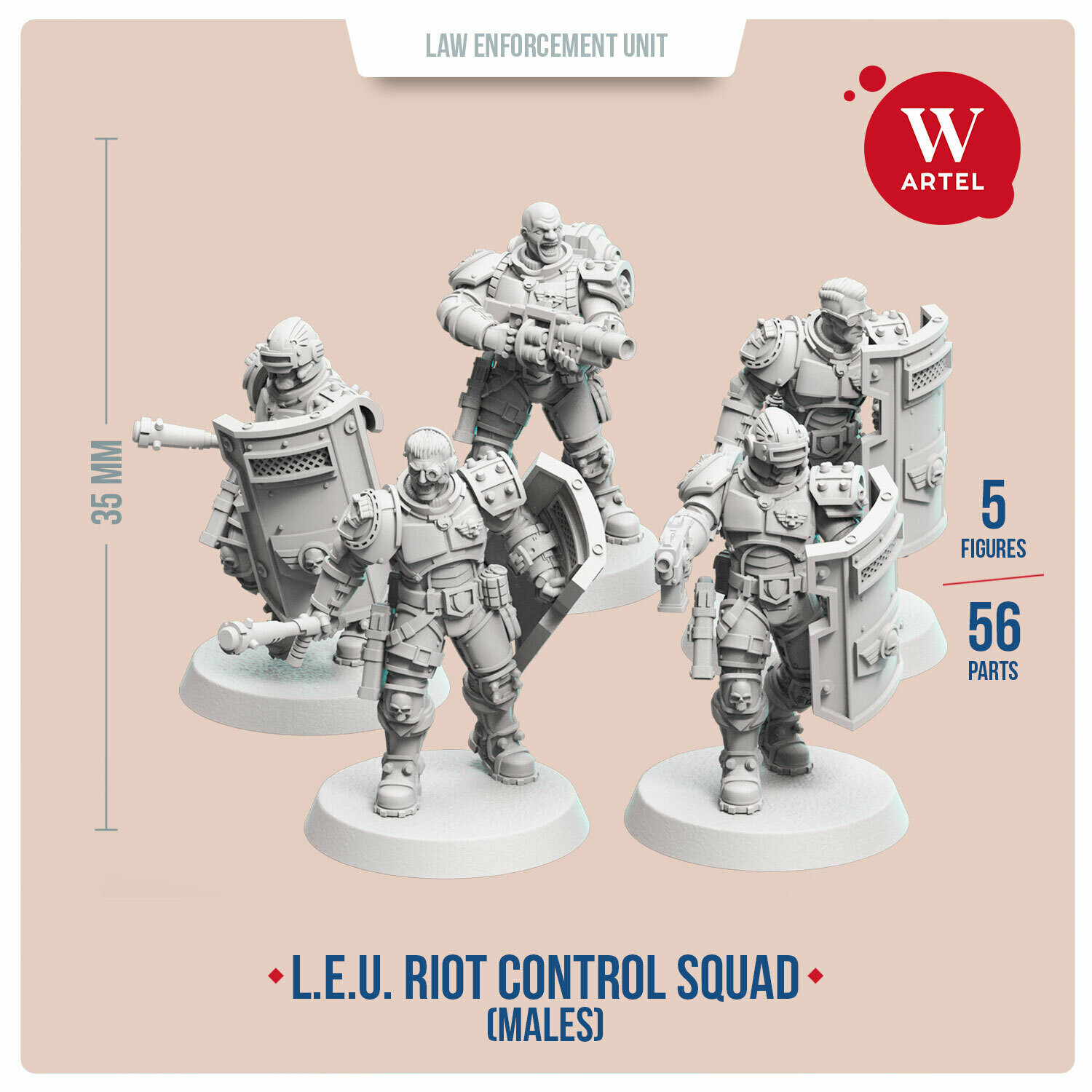 28mm wargame and collectible miniature Law Enforcement Unit by /"W/" Artel