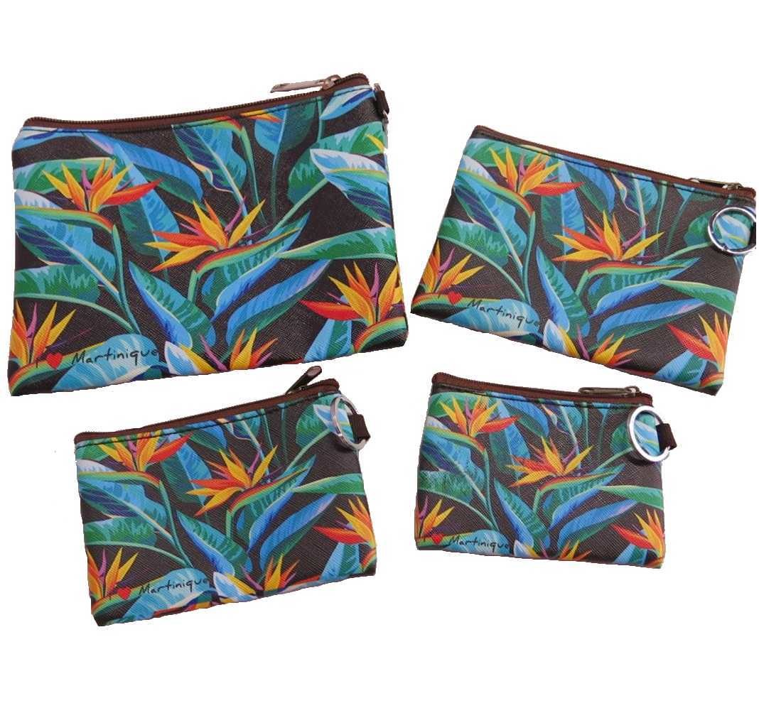 Pochette Oiseau De Paradis Avec Porte Cles Martinique 4 Tailles Au Choix