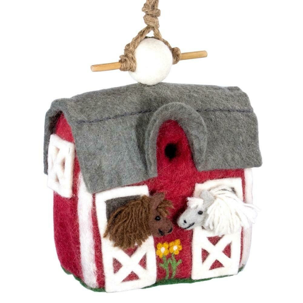Felt Birdhouse - Country Stable Felt Birdhouse - Country Stable