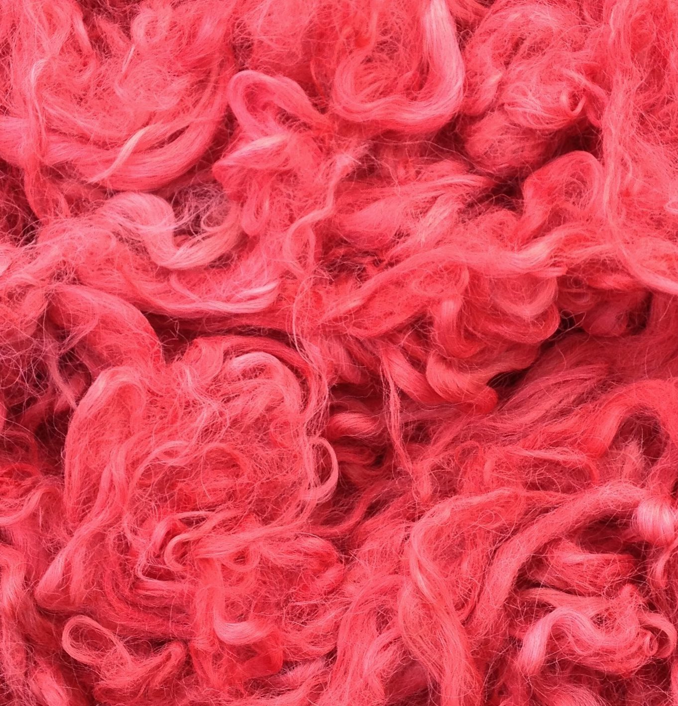 Hand-Dyed Suri Alpaca Fiber, 4 Inches, Crabapple