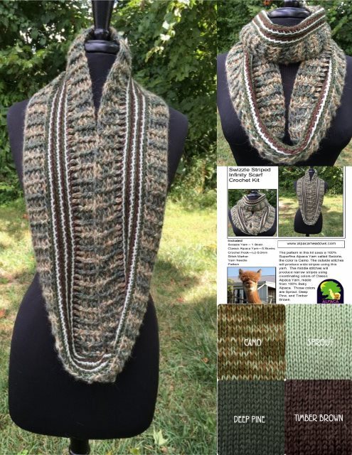 Alpaca Crochet Kit - Swizzle Striped Infinity Scarf