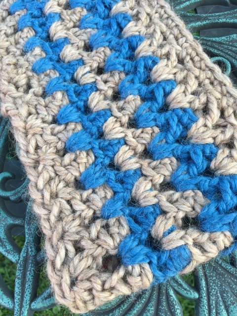 Stormy Weather Cowl - Tan and Blue