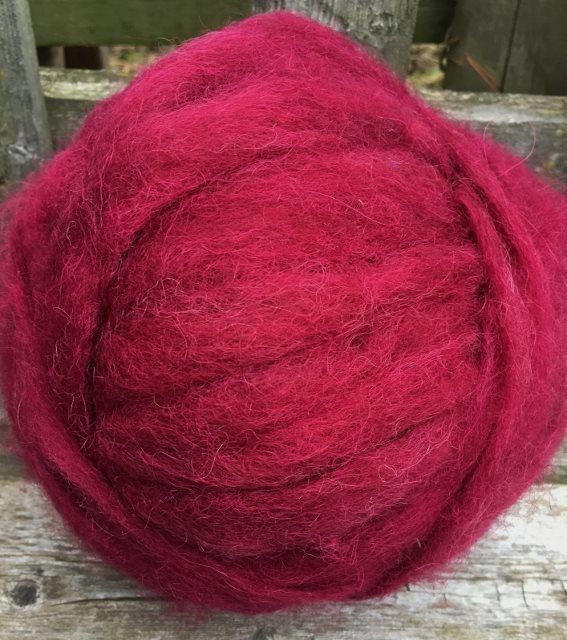 Alpaca Wool Roving - Burgundy 18056