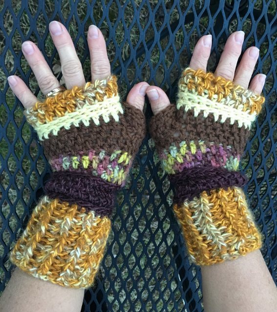 Fingerless Alpaca Gloves - Yellow, Gold, Rust, Brown 18062