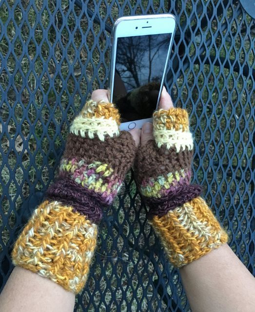 Fingerless Alpaca Gloves - Yellow, Gold, Rust, Brown