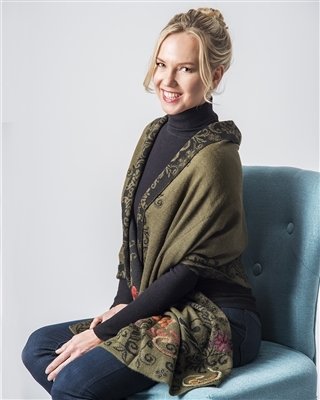 NEW Alpaca Embroidered Shawl 18094