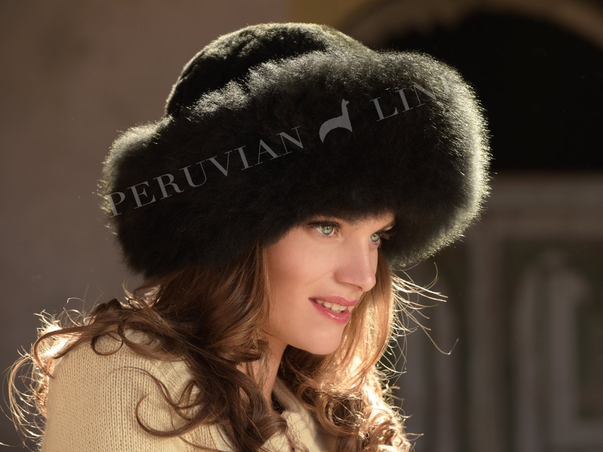 Alpaca Fur Hat - Exquisite Rich Black PL-16971